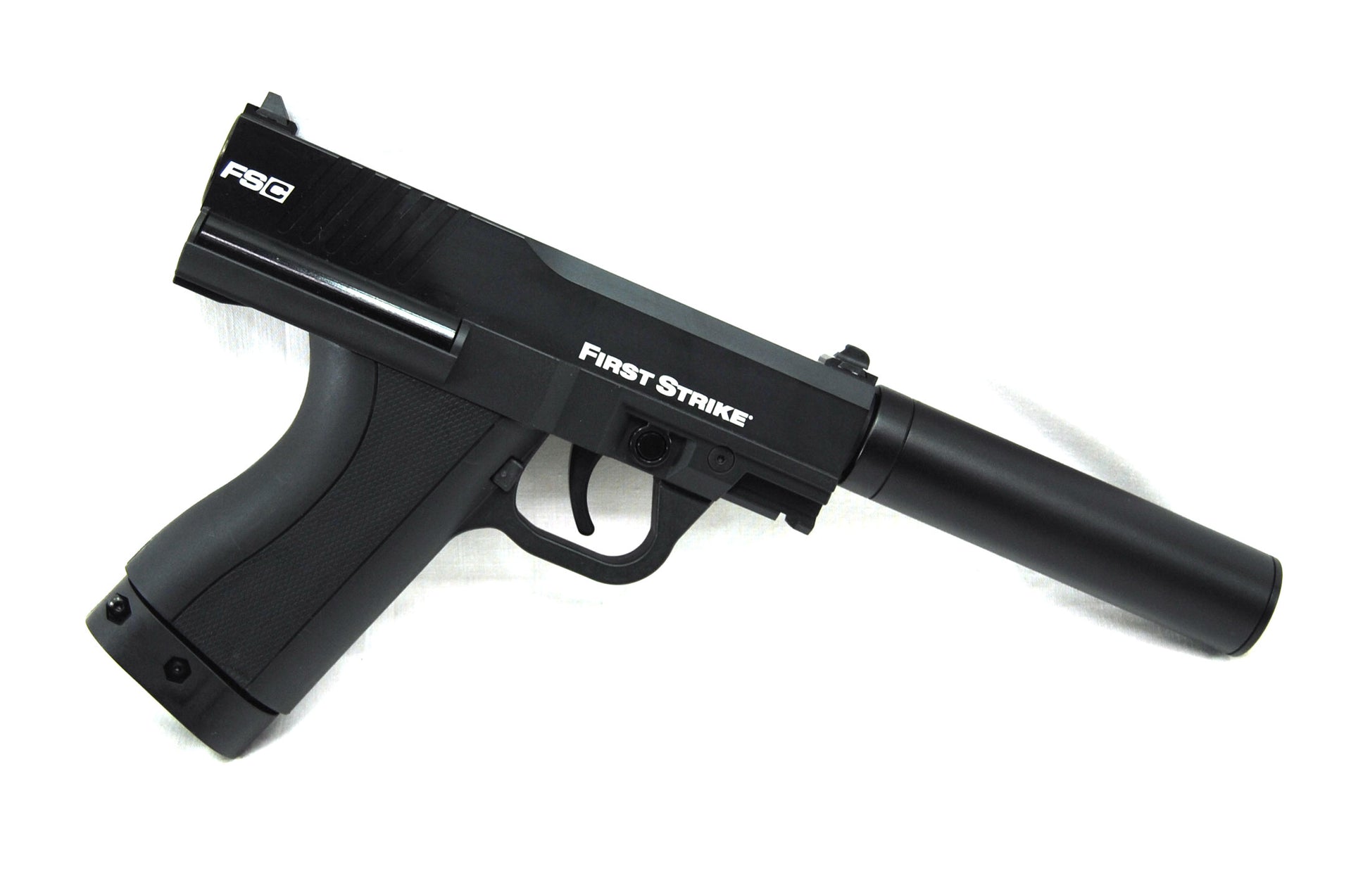 First Strike FSC (First Strike Compact) Paintball Pistol + Carmatech NEMESIS Barrel + Mock Suppressor - First Strike