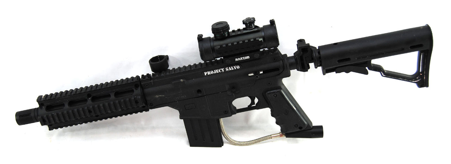 Used Tippmann Project Salvo w/ E-Grip &amp; Raptor Red Dot Sight - Black - Tippmann Sports