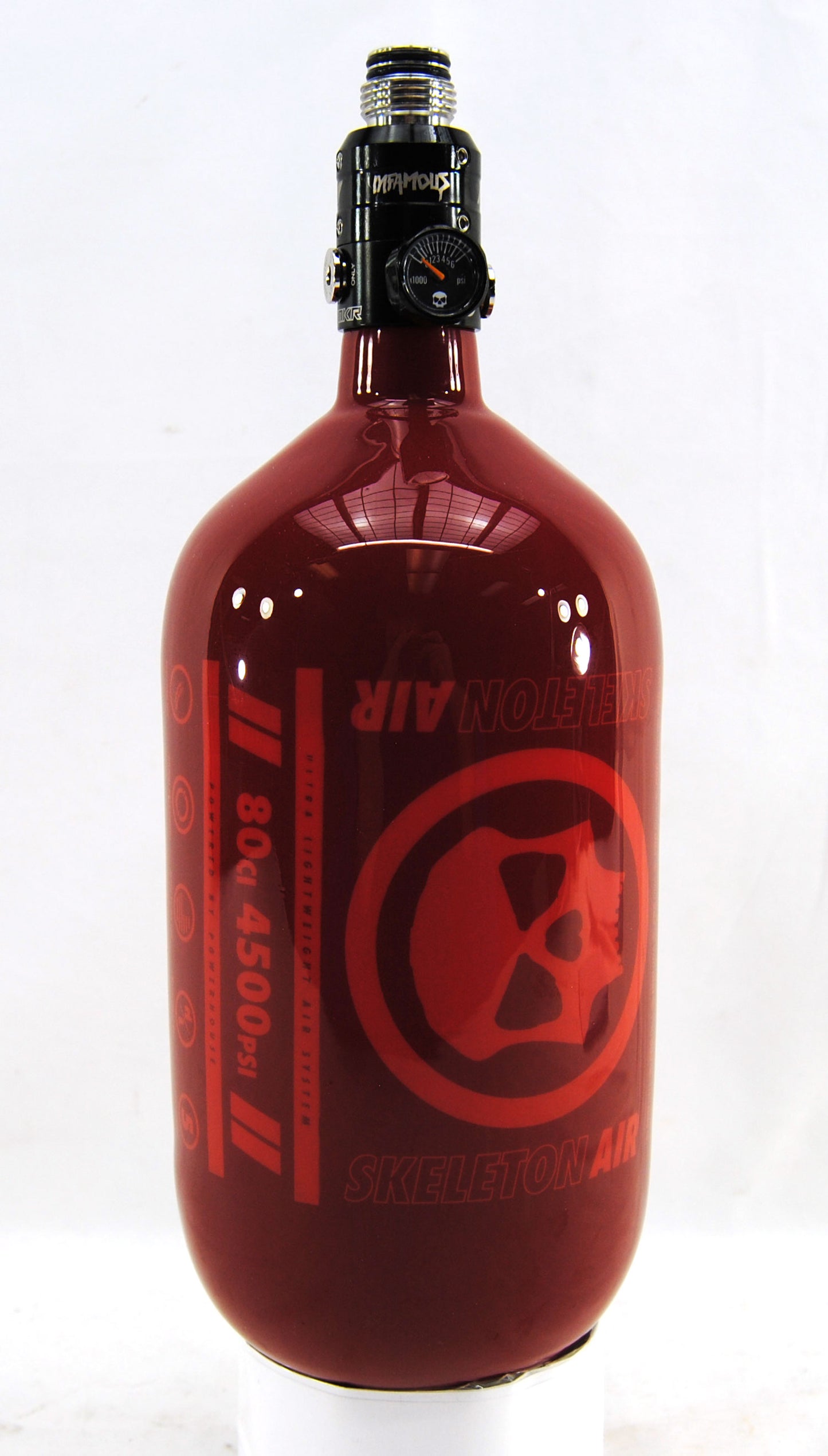 Infamous Skeleton Air "Hyperlight" 80ci/4500psi Tank w/ Haymaker 500 Reg - Red/Red - Infamous