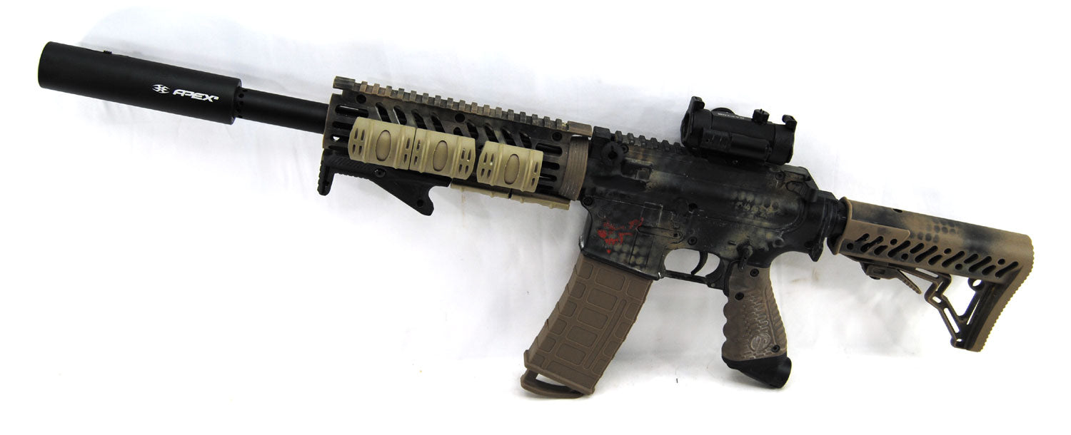 Used Tippmann TMC w/ Apex 2 Barrel &amp; Raptor Red Dot Sight - Desert Camo - Tippmann Sports