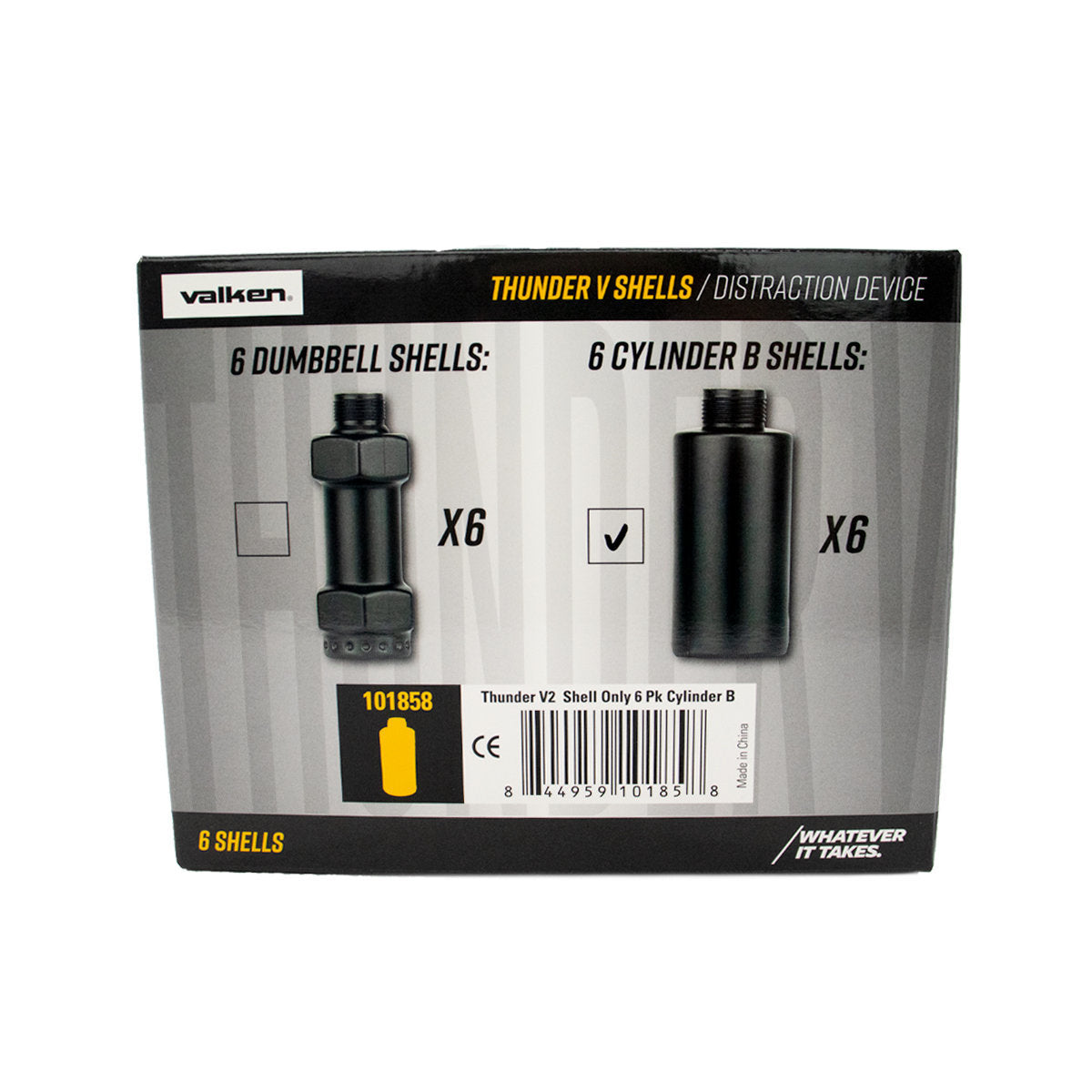 Valken Thunder V2 CO2 Sound Simulation Grenade Cylinder B Shells - 6 Pack (Shells Only)