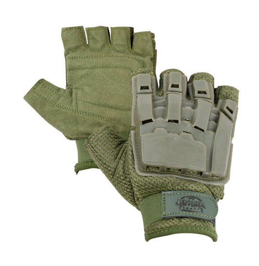 Valken V-Tac Half Finger Plastic Gloves - Olive - M/L - Valken Paintball
