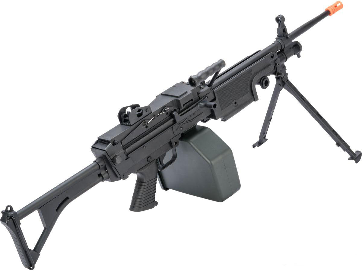 Cybergun FN Licensed "Middleweight" M249 Airsoft Machine Gun (Version 1) - Black - Evike