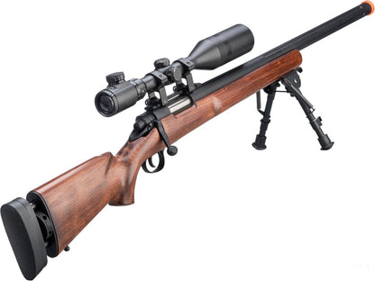A&amp;K M24 Spring Powered Airsoft Sniper Rifle w/ Fluted Barrel &amp; Real Wood Stock - Evike