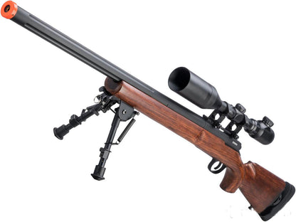 A&amp;K M24 Spring Powered Airsoft Sniper Rifle w/ Fluted Barrel &amp; Real Wood Stock - Evike