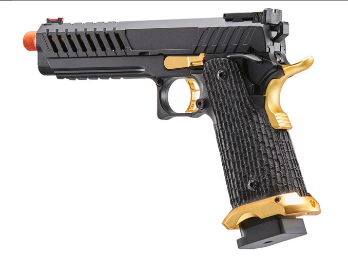 Lancer Tactical Knightshade Hi-Capa Gas Blowback Airsoft Pistol - Black & Gold