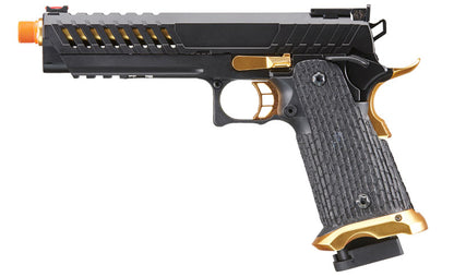 Lancer Tactical Knightshade Hi-Capa Gas Blowback Airsoft Pistol - Black & Gold