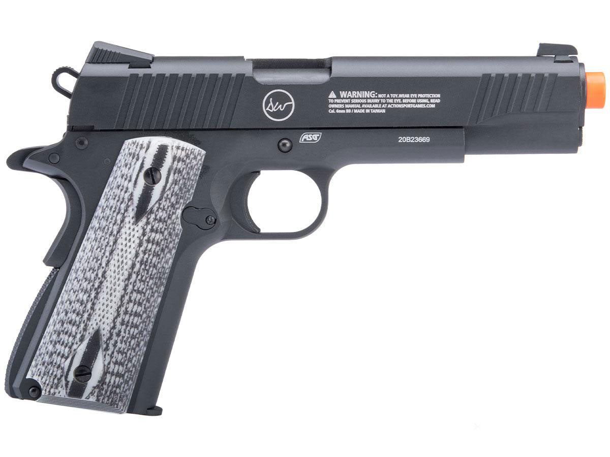 Dan Wesson Licensed Full Metal 1911 VALOR Custom Co2 Powered Airsoft Gas Blowback Pistol - Black