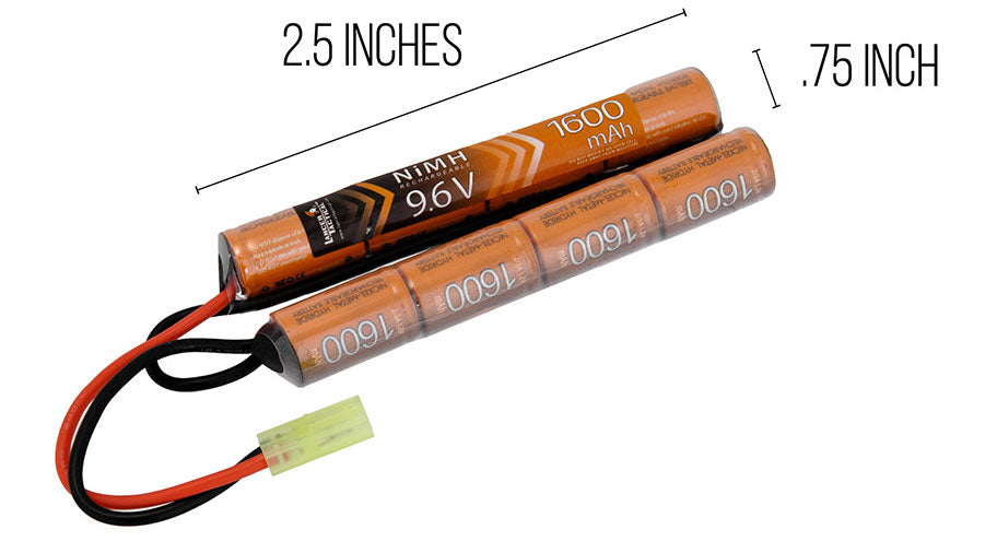 Lancer Tactical Airsoft NiMH 9.6v 1600 mAh Nunchuck Battery