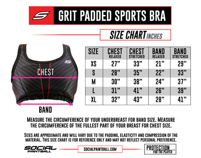 Social Paintball Grit Padded Sports Bra - Stealth Black - XS - Social Paintball