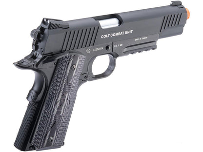 Cybergun Colt Licensed 1911 "Combat Unit" CO2 Powered Airsoft Gas Blowback Pistol - Black / Government