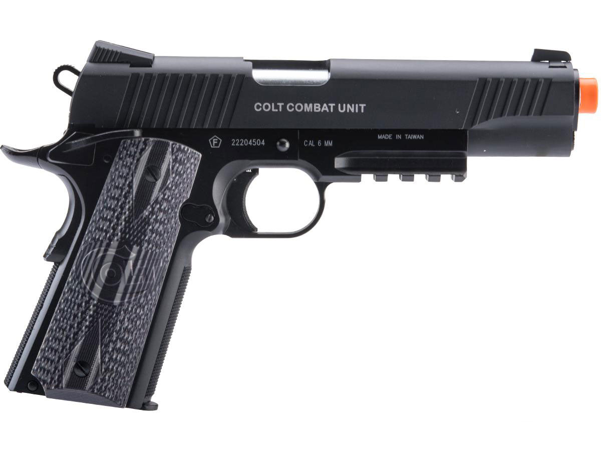 Cybergun Colt Licensed 1911 "Combat Unit" CO2 Powered Airsoft Gas Blowback Pistol - Black / Government