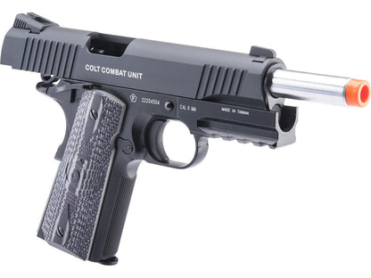 Cybergun Colt Licensed 1911 "Combat Unit" CO2 Powered Airsoft Gas Blowback Pistol - Black / Government