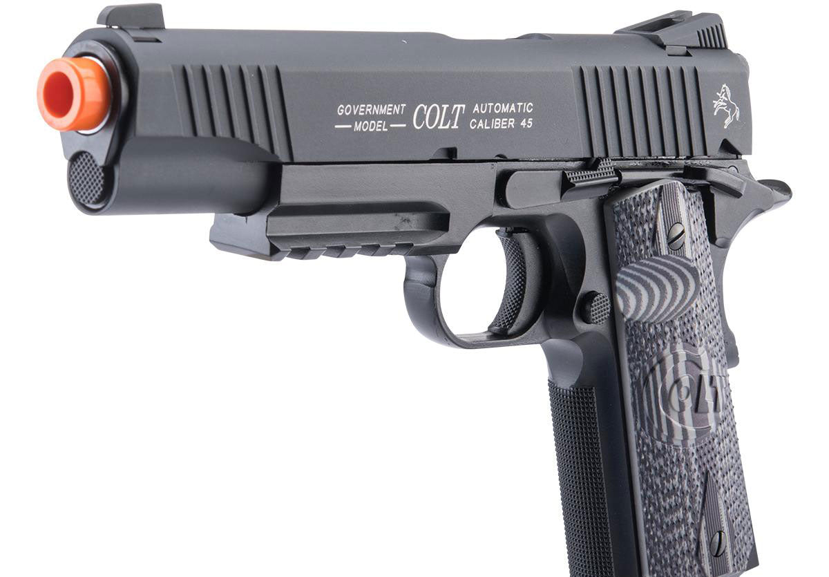 Cybergun Colt Licensed 1911 "Combat Unit" CO2 Powered Airsoft Gas Blowback Pistol - Black / Government