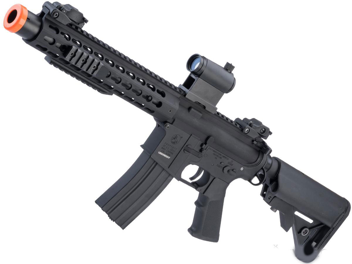 Cybergun Colt Licensed Elite Line AEG Airsoft Gun w/ Keymod 10" &amp; Muzzle Booster - Black - Evike