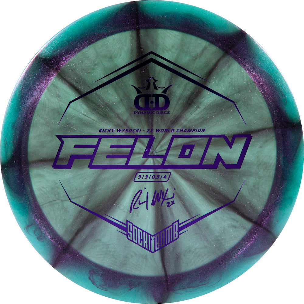 Dynamic Discs Lucid Ice Glimmer Felon Disc - Ricky Wysocki Sockibomb Stamp