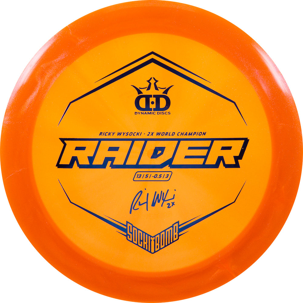 Dynamic Discs Lucid Ice Glimmer Raider Disc - Ricky Wysocki Sockibomb Stamp