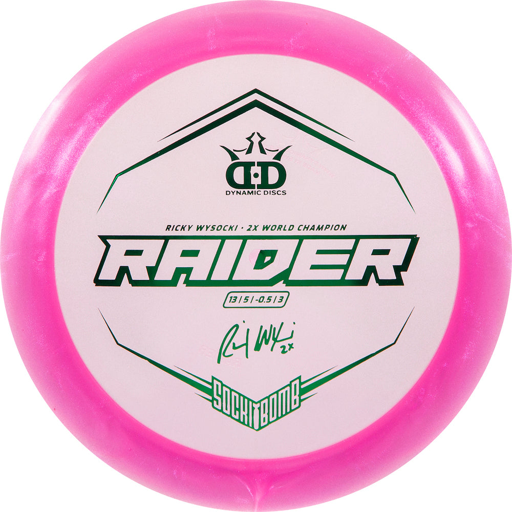 Dynamic Discs Lucid Ice Glimmer Raider Disc - Ricky Wysocki Sockibomb Stamp