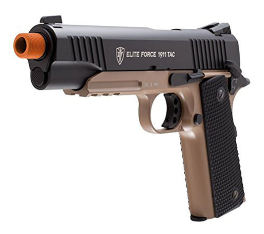 Elite Force 1911 Tac Airsoft Pistol CO2 Blowback - Black/Dark Earth Brown - Elite Force