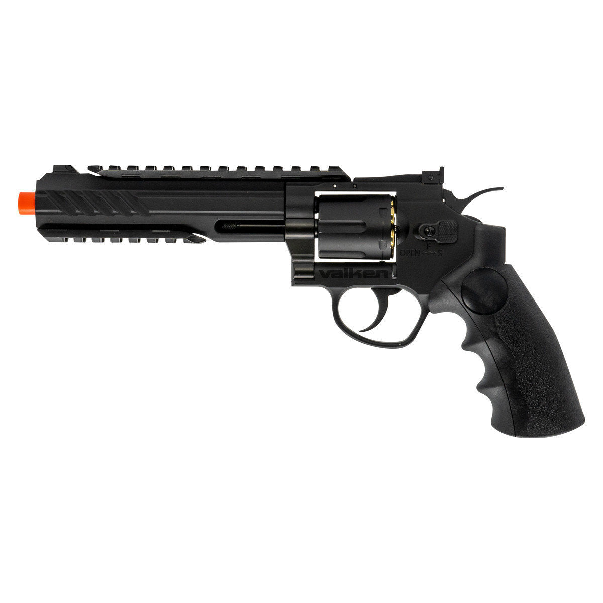Valken Revolver 6" CO2 Powered Airsoft Metal Pistol - Black - Valken