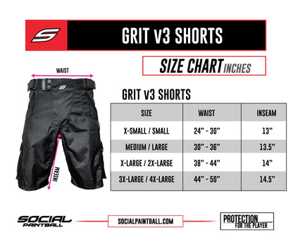 Social Paintball Grit V3 Shorts - Stealth Black - XS/S - Social Paintball