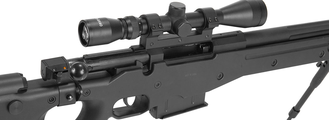 AWP Gas Powered Bolt Action Airsoft Rifle w/ Scope & Bi-pod - Black