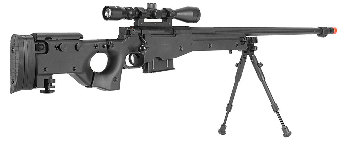 AWP Gas Powered Bolt Action Airsoft Rifle w/ Scope & Bi-pod - Black