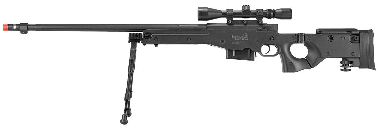 AWP Gas Powered Bolt Action Airsoft Rifle w/ Scope & Bi-pod - Black