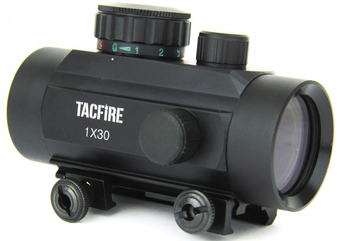 TACFIRE 1x30 Dual Illuminated Red Green Tri-Dot Reticle Weaver Base - TACFIRE
