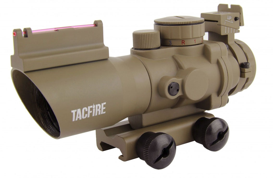 TacFire 4x32 Prismatic Tri Illuminated Scope - Horseshoe Reticle - FDE - TACFIRE