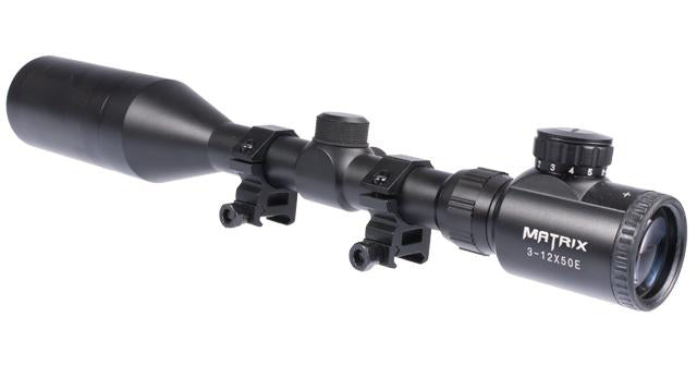 Matrix 3-12x50 Illuminated Reticle Airsoft Sniper Scope with Mounting Rings - Matrix