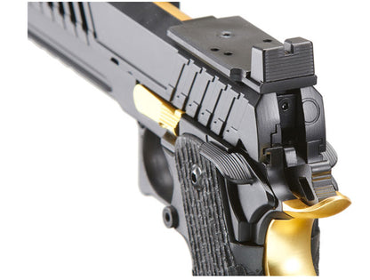 Lancer Tactical Knightshade Hi-Capa Gas Blowback Airsoft Pistol w/ Red Dot Mount - Black & Gold