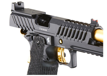 Lancer Tactical Knightshade Hi-Capa Gas Blowback Airsoft Pistol w/ Red Dot Mount - Black & Gold