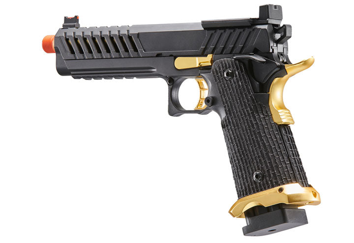 Lancer Tactical Knightshade Hi-Capa Gas Blowback Airsoft Pistol w/ Red Dot Mount - Black & Gold