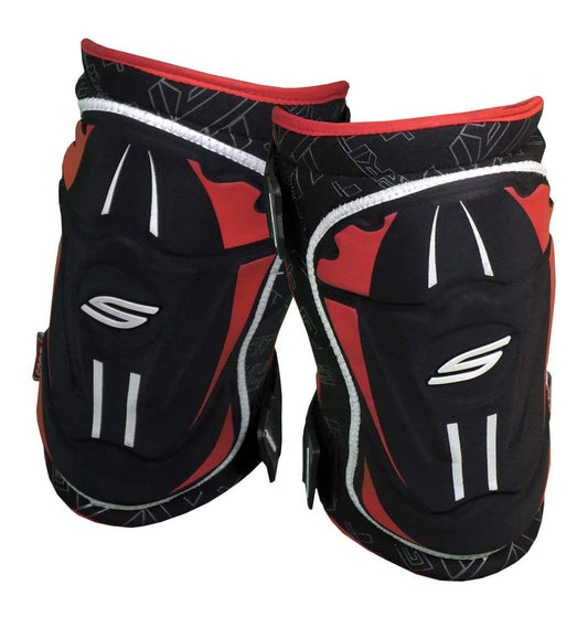 Social Paintball Grit Protective Gear Knee Pads - Black Red - Small - Social Paintball