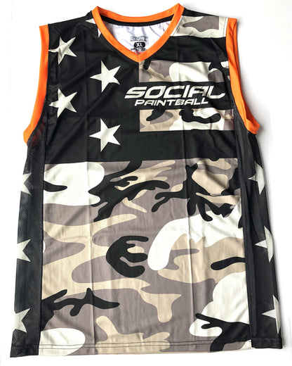 Social Paintball Grit Sleeveless Jersey - American Camo - X-Large - Social Paintball