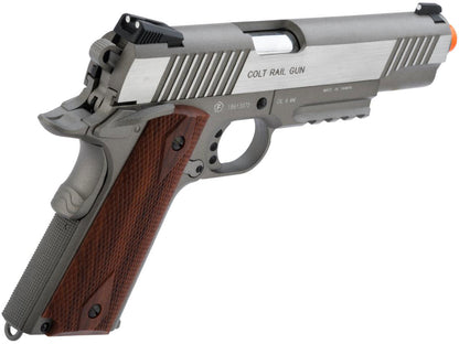 Colt Licensed 1911 Tactical Full Metal CO2 Airsoft Gas Blowback Pistol by KWC - Stainless Railed