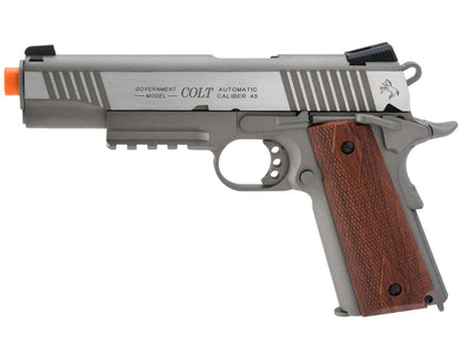 Colt Licensed 1911 Tactical Full Metal CO2 Airsoft Gas Blowback Pistol by KWC - Stainless Railed