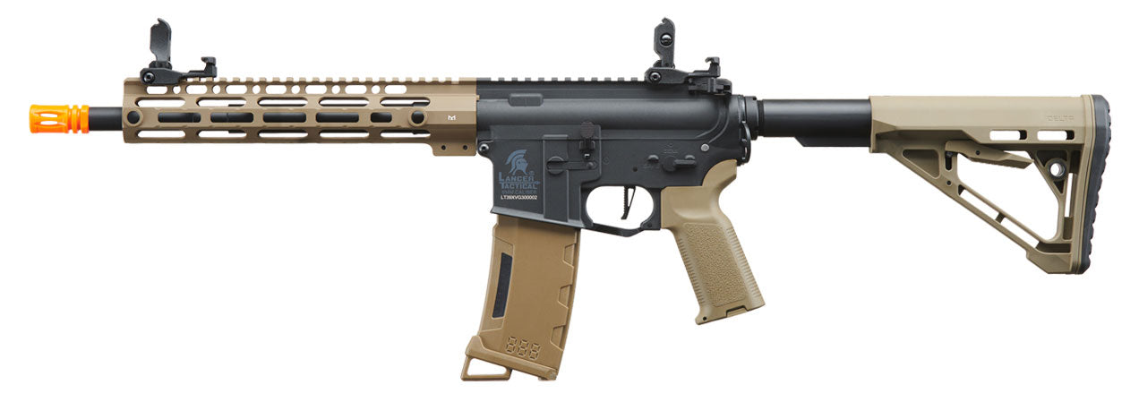 Lancer Tactical Gen 3 M-LOK 10" Airsoft M4 AEG with Delta Stock - Tan/Black