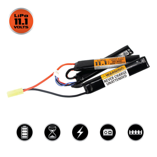 Valken 11.1V 1450mAh 30/50C LiPo Battery Triple Split (small Tamiya)